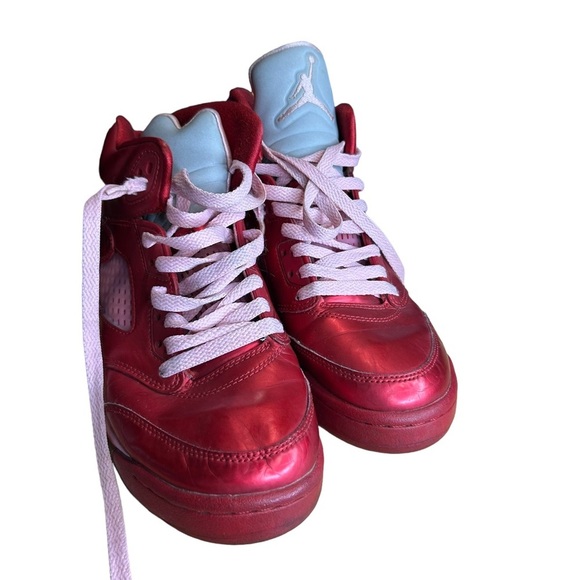 Girls Nike Air Jordan 5 Retro  Valentines Day RED Grape Fire Red PINK - Picture 3 of 8